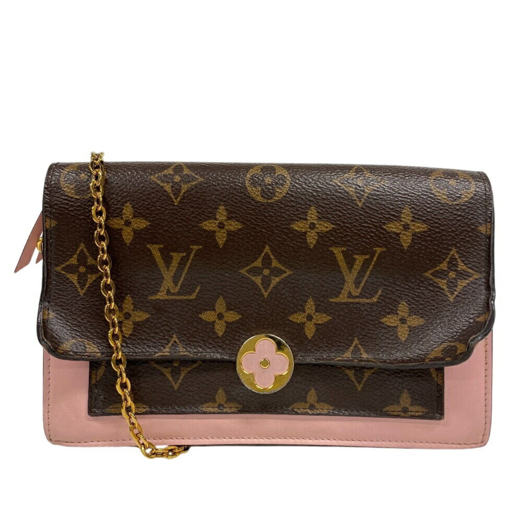 Louis Vuitton M67405 Portefeuille Flore Chain Monogram Idylle Shoulder Bag For Women, Brown, Women's