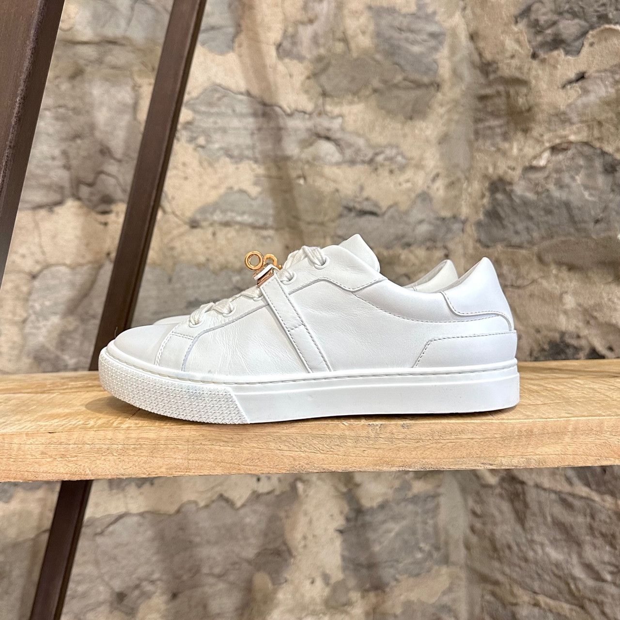 Hermes Hermès White Leather Femme Day Kelly Accent Sneakers Size US 6 / IT 36 - 7 Thumbnail