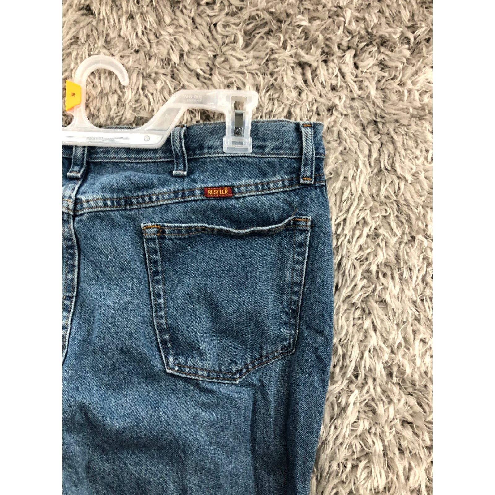 Denime Rustler Jeans 38x29 Men Mid Rise Straight Blue Denim 5-Pocket Regular 38 in Dark Wash Blue Jeans Mens Size US 38 / EU 54 - 6 Thumbnail