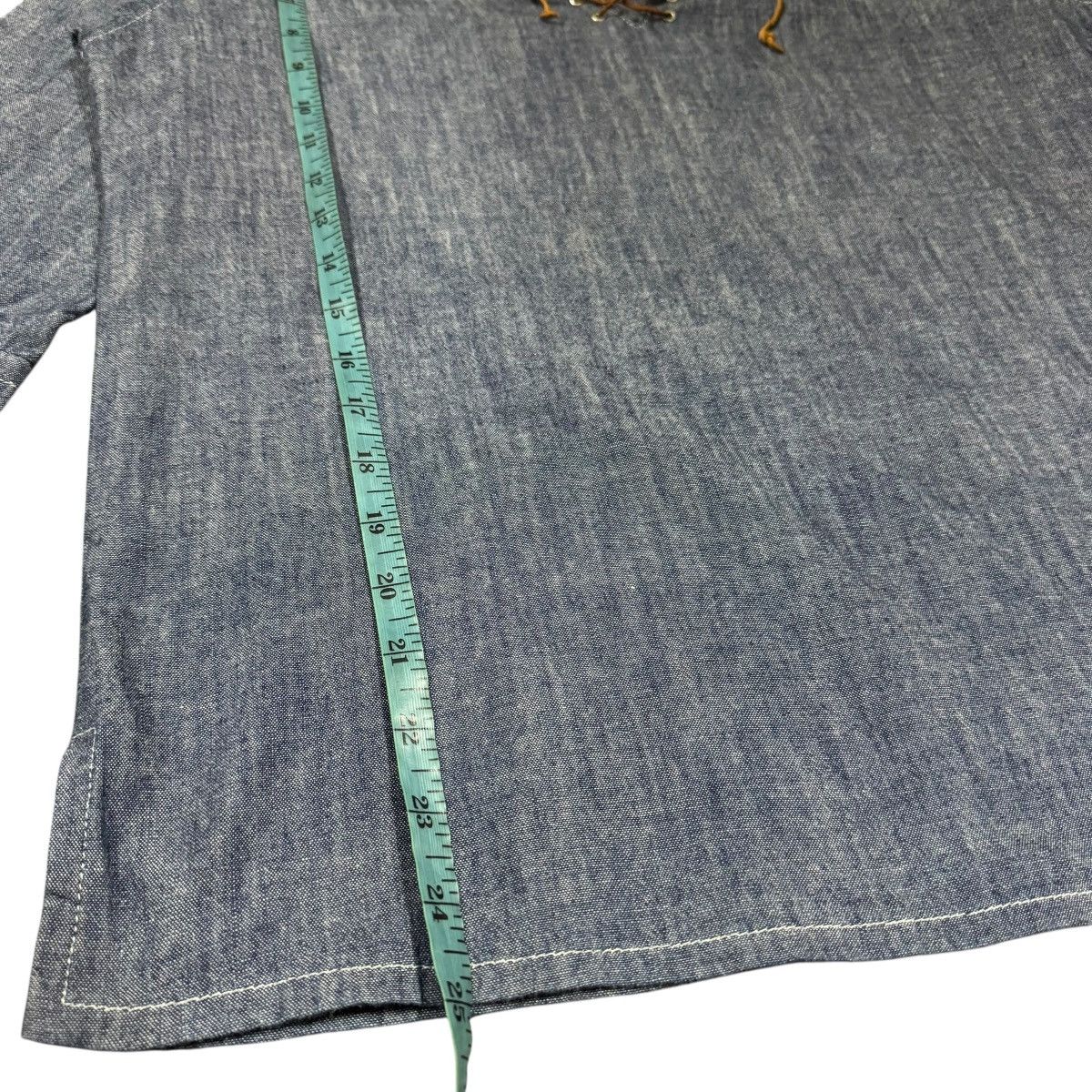Naval Clothing Factory Vtg🔥70’s Ingeborg Denim Sailor Pullover Leather Lace Shirt Size US M / EU 48-50 / 2 - 15 Thumbnail