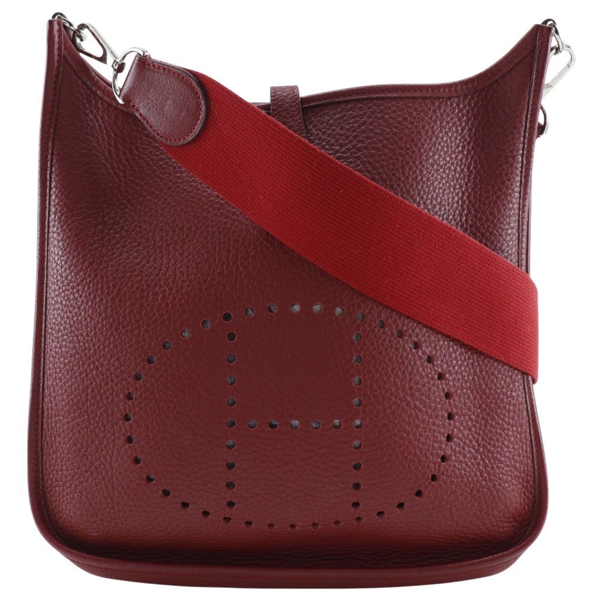 Hermes Evelyn 2PM Shoulder Bag Taurillon Clemence 2006 Red/□J A5