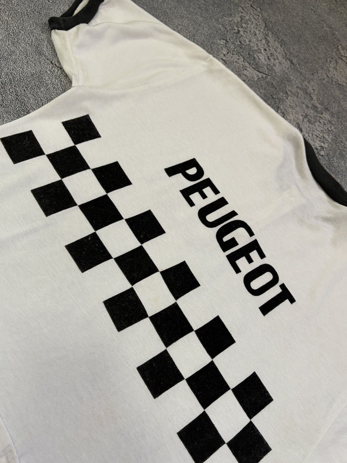Vintage VTG 70s 80s Peugeot Sport Cycling Jersey Checkerboard L Size US L / EU 52-54 / 3 - 10 Thumbnail