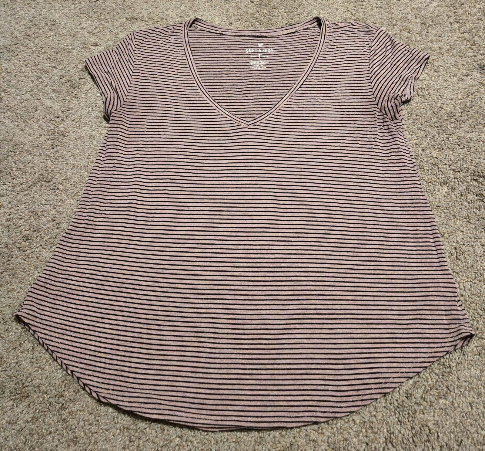 Designer American Eagle Outfitters Soft & Sexy Women’s T Pink Black M Size M / US 6-8 / IT 42-44 - 1 Thumbnail