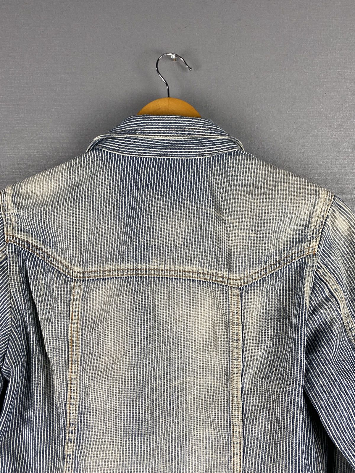 Issey Miyake Vintage Tete Homme Blue and White Striped Denim Jacket Size US M / EU 48-50 / 2 - 9 Thumbnail