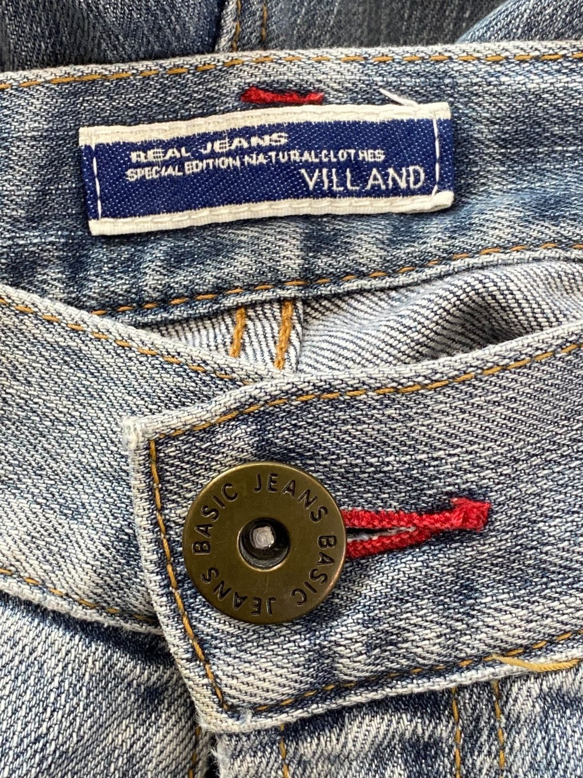 VILLAND Villand Faded Wash Whiskered Patch Work Style Straight Leg Size US 31 - 10 Thumbnail