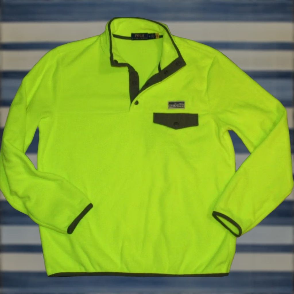 Ralph Lauren Polo Ralph Lauren Neon Yellow Snap Pocket Fleece Jacket Medium Size US M / EU 48-50 / 2 - 1 Thumbnail