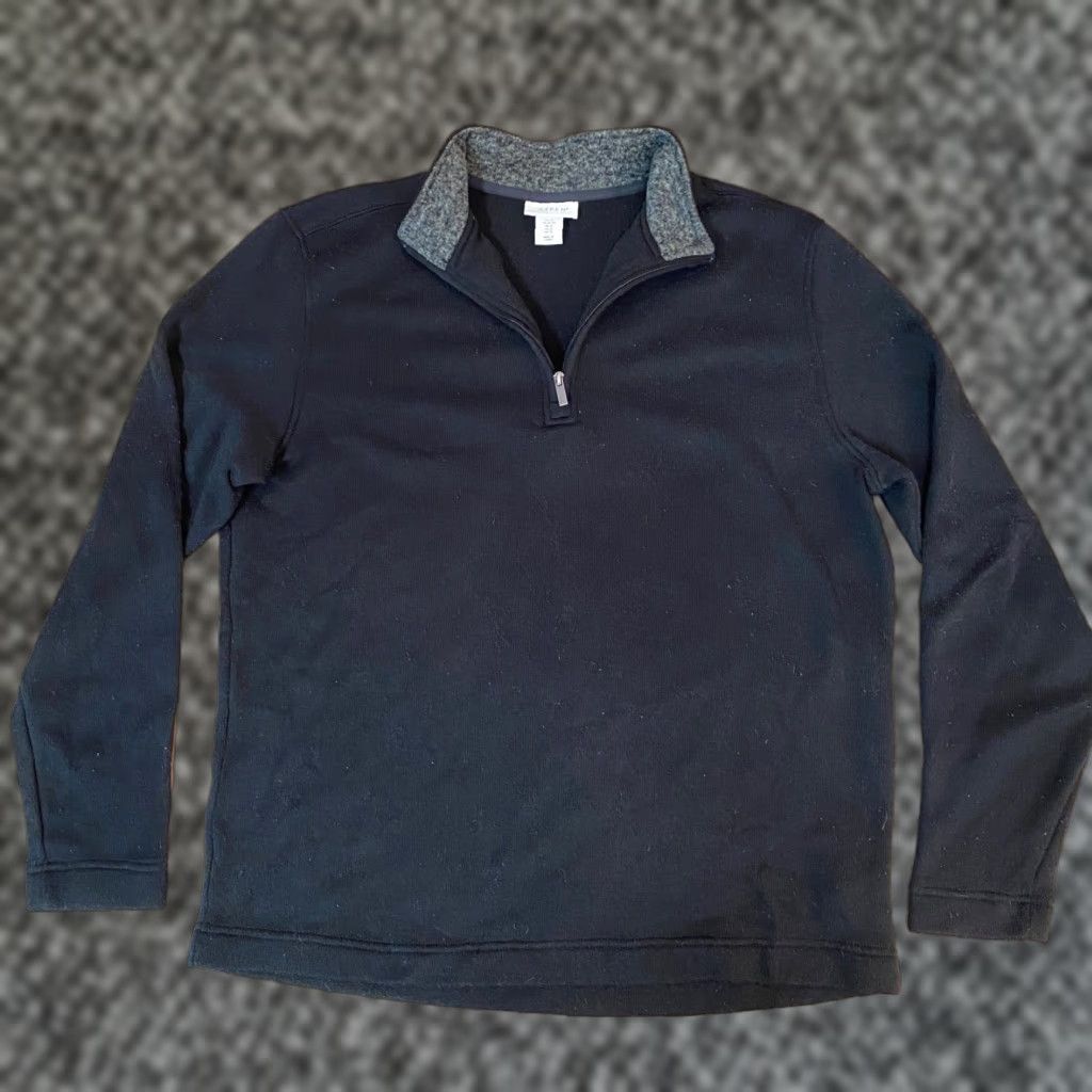 Vintage Aspen Mens XL Black 1/4 Zip Mock Neck Sweater Sweatshirt Performance Pullover Long Sleeve Casual Knit Sweater Size US XL / EU 56 / 4 - 1 Thumbnail