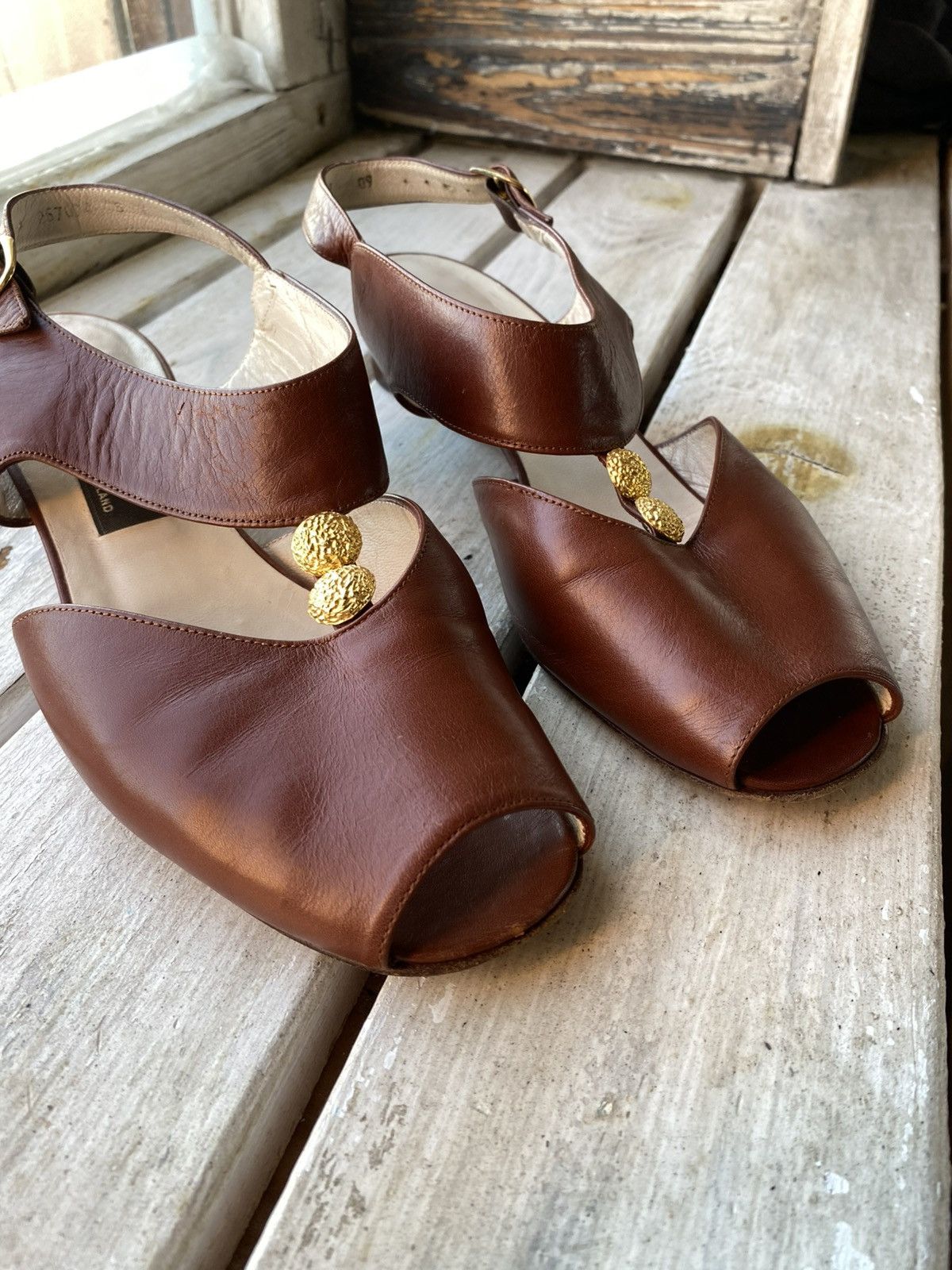 Bally × Designer Bally Made in Switzerland Leather Sandals with Gold Accents Size US 5 / IT 35 - 12 Thumbnail