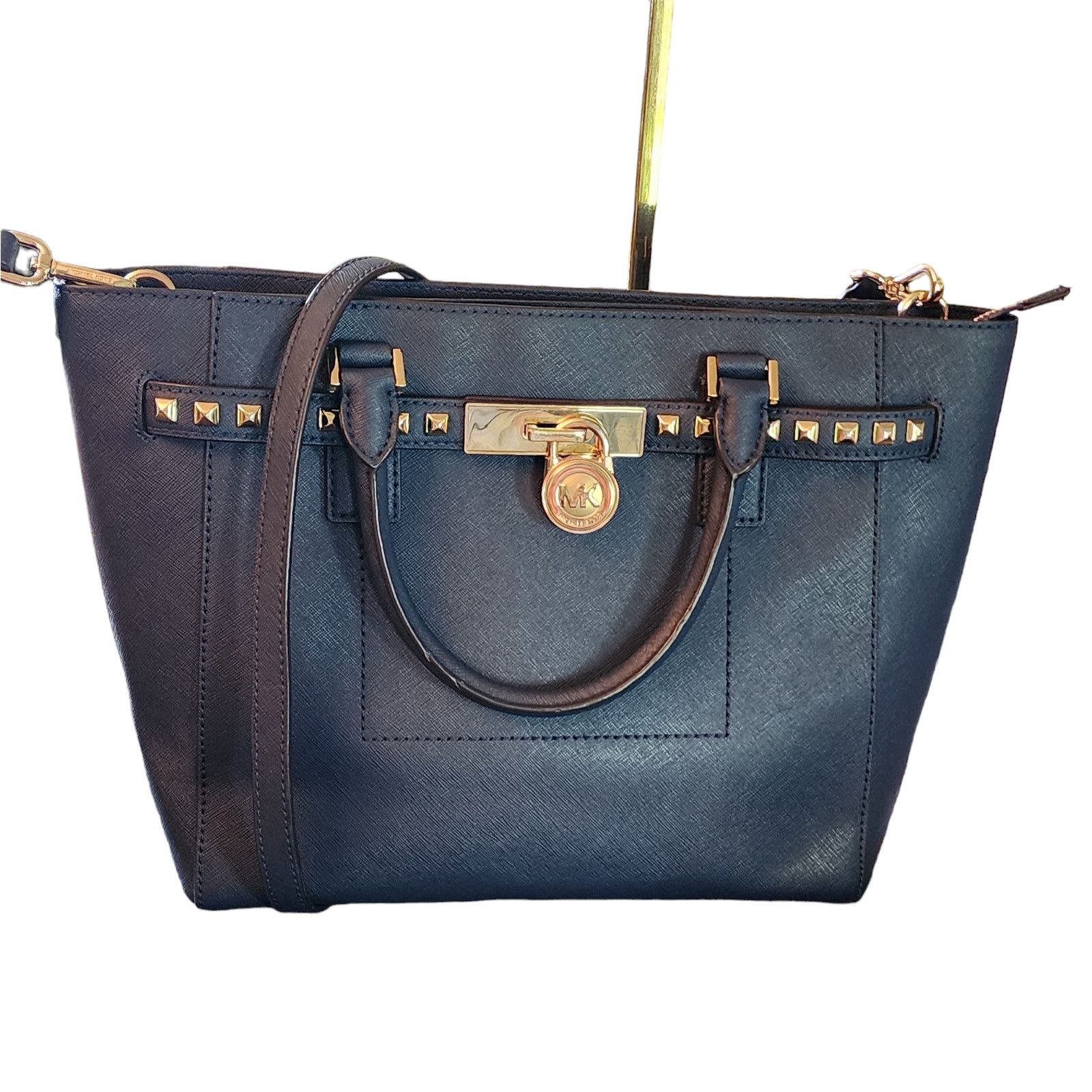 Michael Kors Michael Kors Hamilton Large Studded Shoulder Bag navy blue Size ONE SIZE - 6 Thumbnail