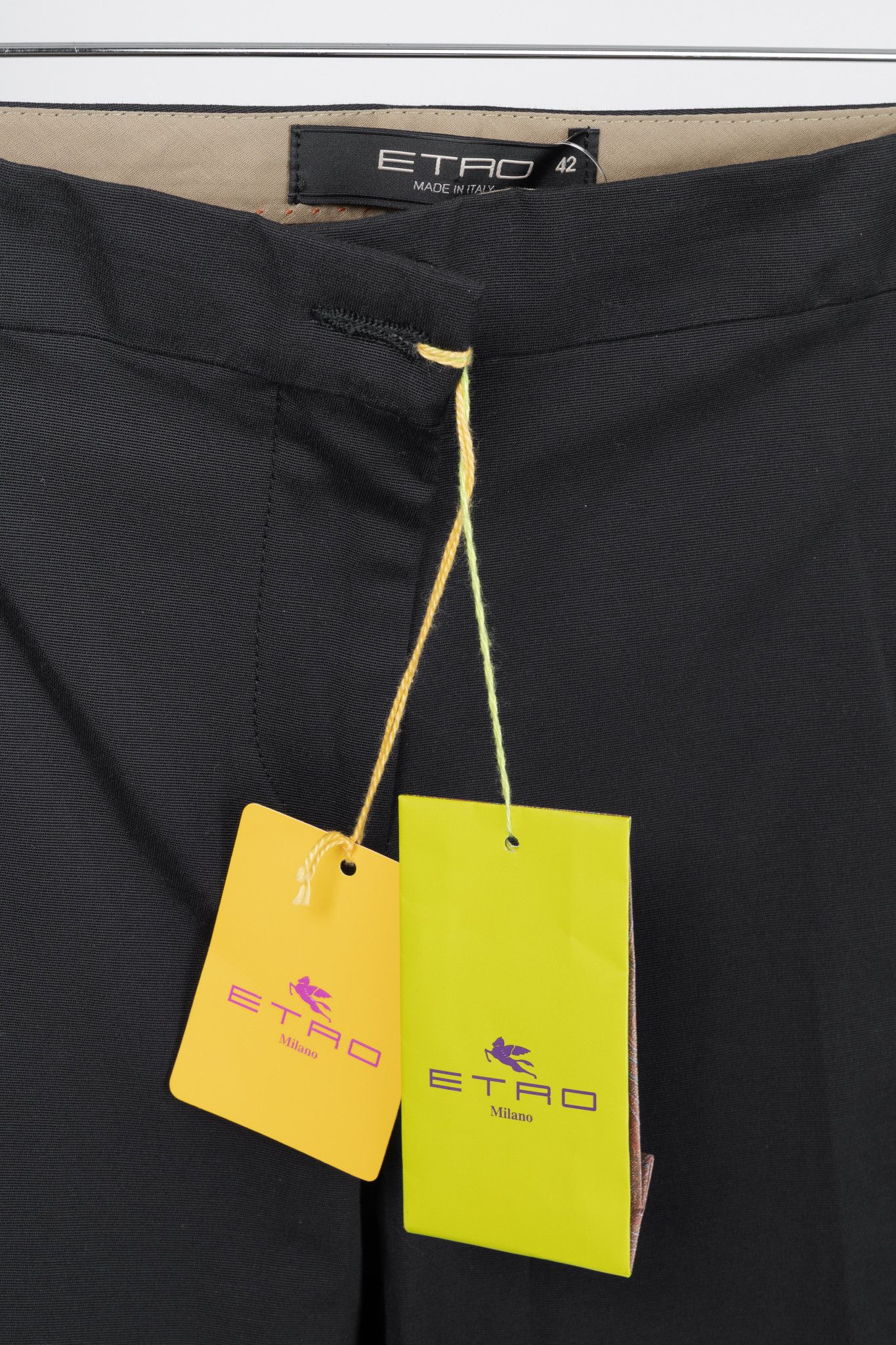 Etro Etro Black Cotton-Blend Cropped Trousers Size 28" / US 6 / IT 42 - 4 Thumbnail