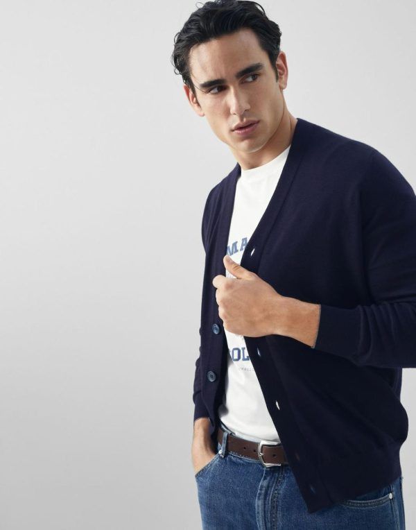 Brunello Cucinelli o1w1db10924 Cardigan in Navy Size US XL / EU 56 / 4 - 4 Thumbnail