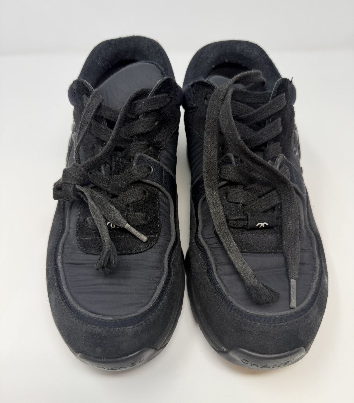 Chanel Chanel CC Triple Black Suede Trainer Sneaker Size US 8 / IT 38 - 9 Thumbnail