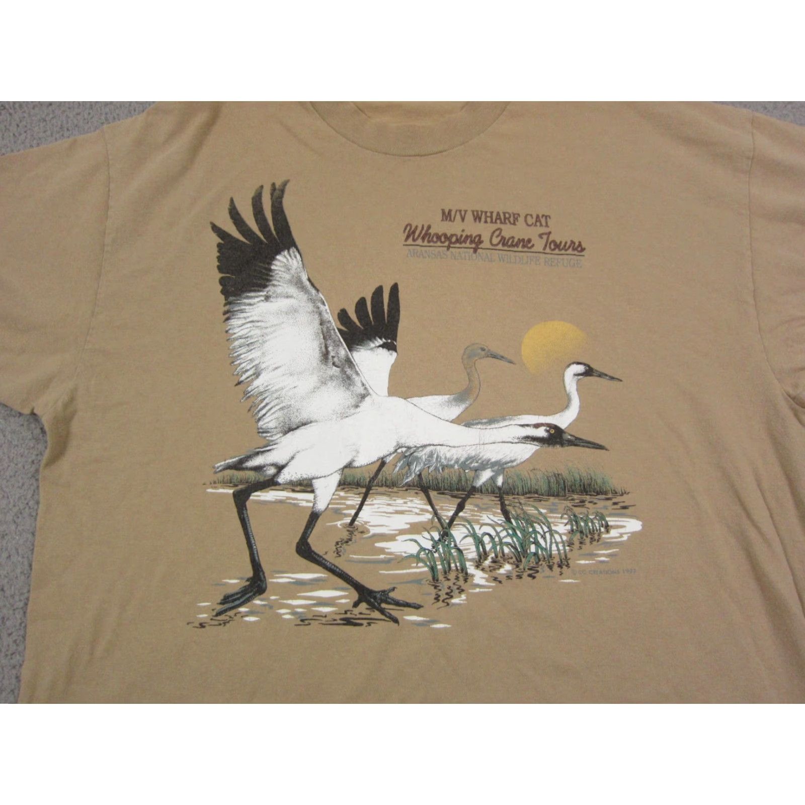 Vintage Vintage Crane Shirt Mens 2XL Brown Aransas National Wildlife Refuge Whooping T-Shirt Short Sleeve Crew Neck Jersey 80s 90s Beer Classic School Men Size US XXL / EU 58 / 5 - 2 Thumbnail