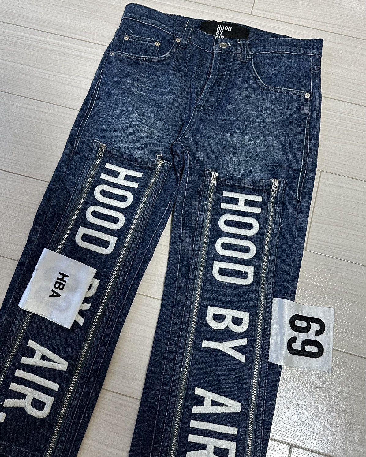 Anonymous Club × Hood By Air Hood By Air Zip Logo Denim Jeans Size US 30 / EU 46 - 4 Thumbnail