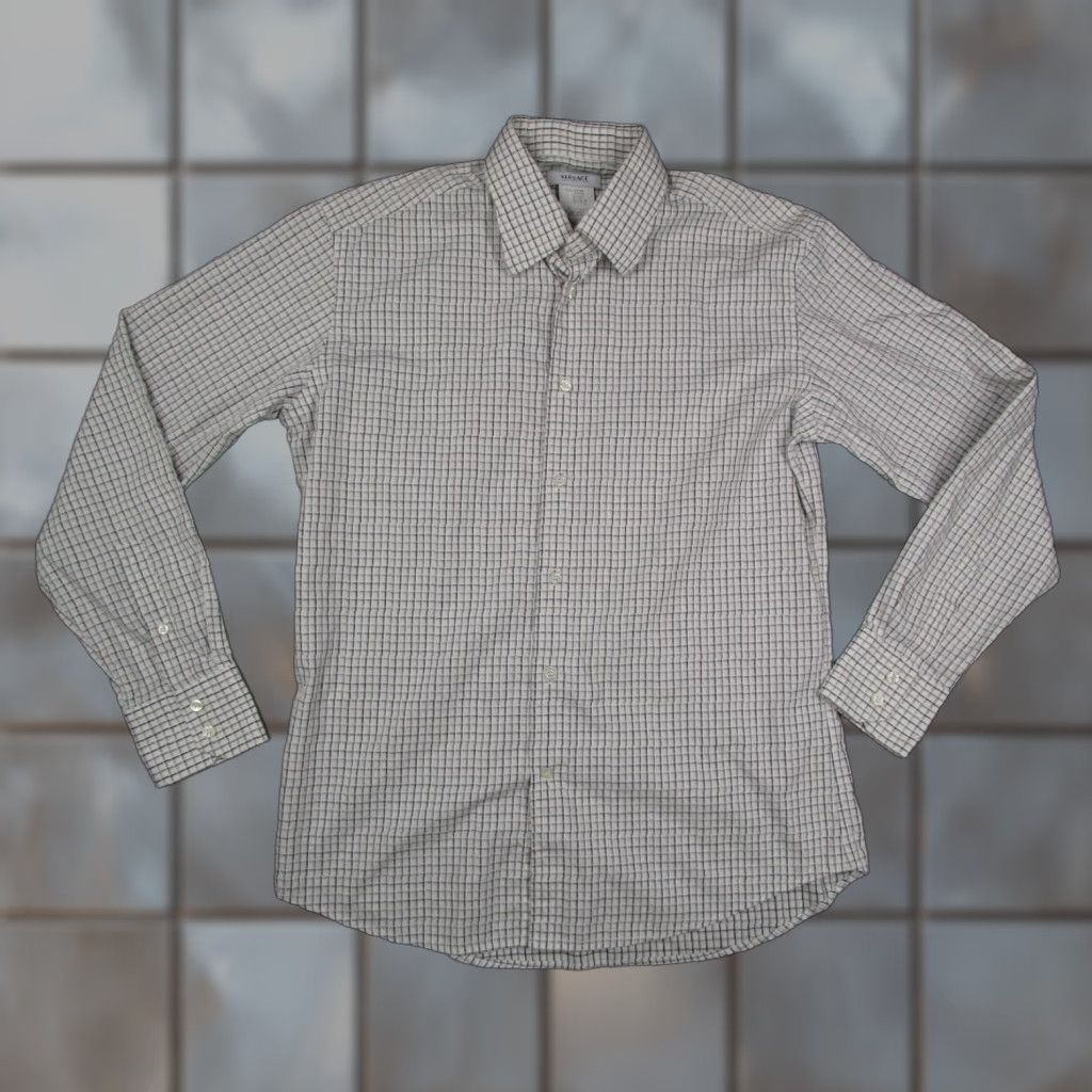 Versace VINTAGE Versace COLLECTION Shirt Mens White Check Long Sleeve Button Up 42 16.5 Size US XL / EU 56 / 4 - 1 Thumbnail
