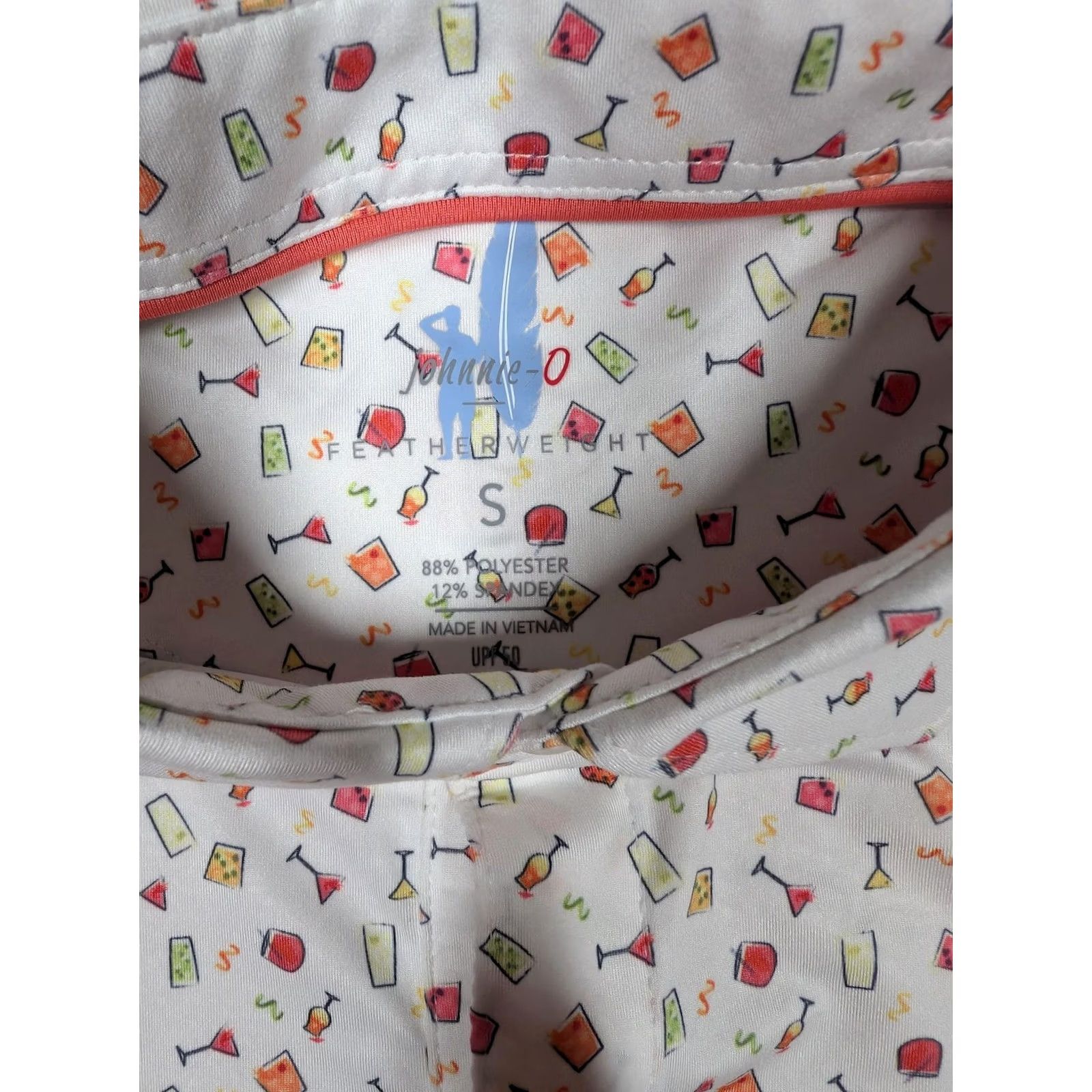 johnnie-O johnnie-O Featherweight Polo Shirt Mens Small Cocktail Print Party Golf UPF 50 Size US S / EU 44-46 / 1 - 5 Thumbnail
