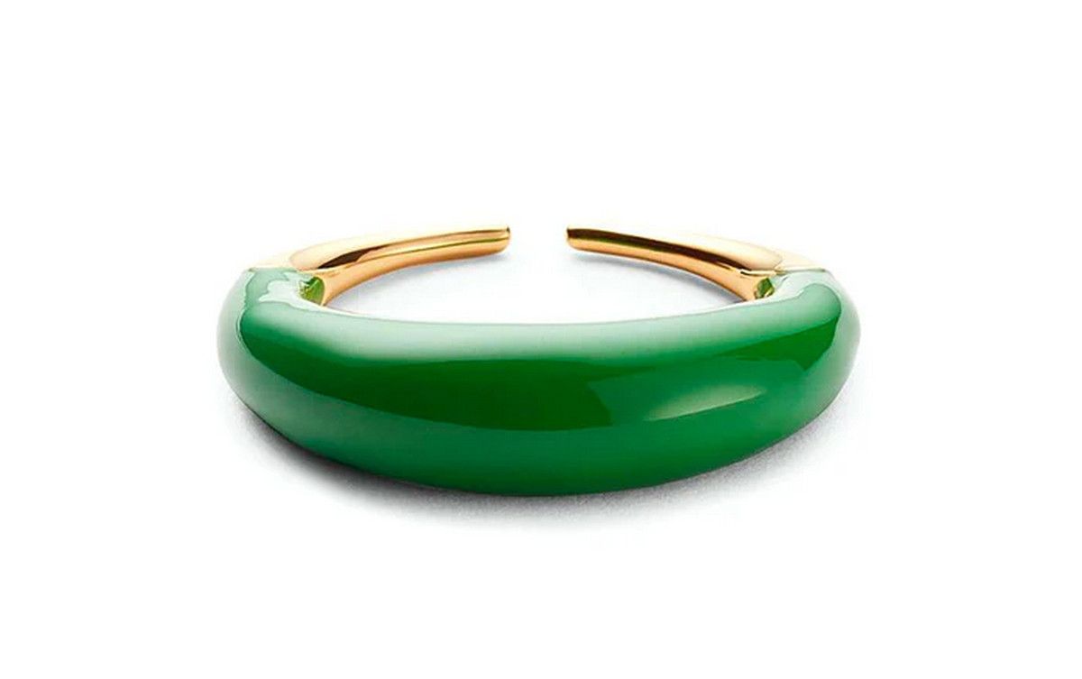 Bottega Veneta BOTTEGA VENETA Spine green sculptural silver ring 6 13 q Size ONE SIZE - 3 Thumbnail