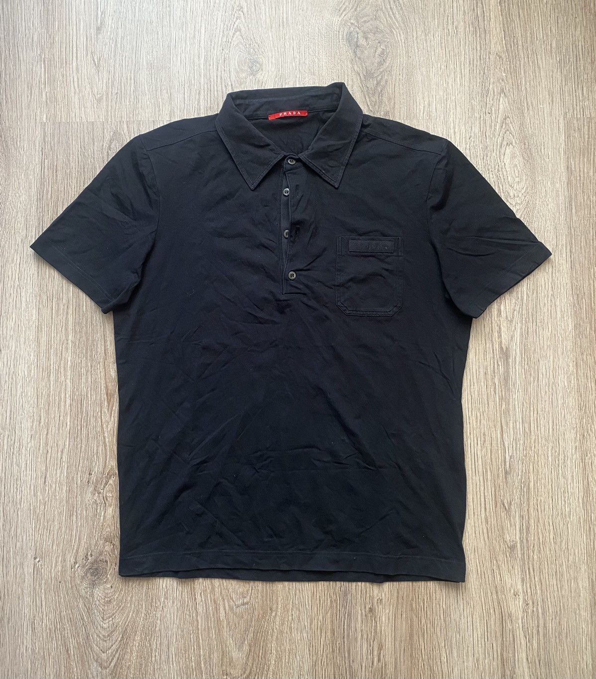 Prada polo Pocket shirt black logo rarity XL Black