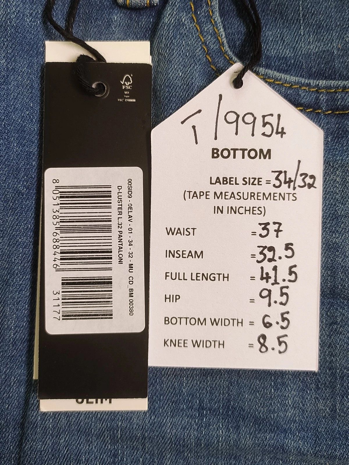 Diesel Diesel D-LUSTER L.32 MENS JEANS T/9954 Size US 34 / EU 50 - 6 Thumbnail