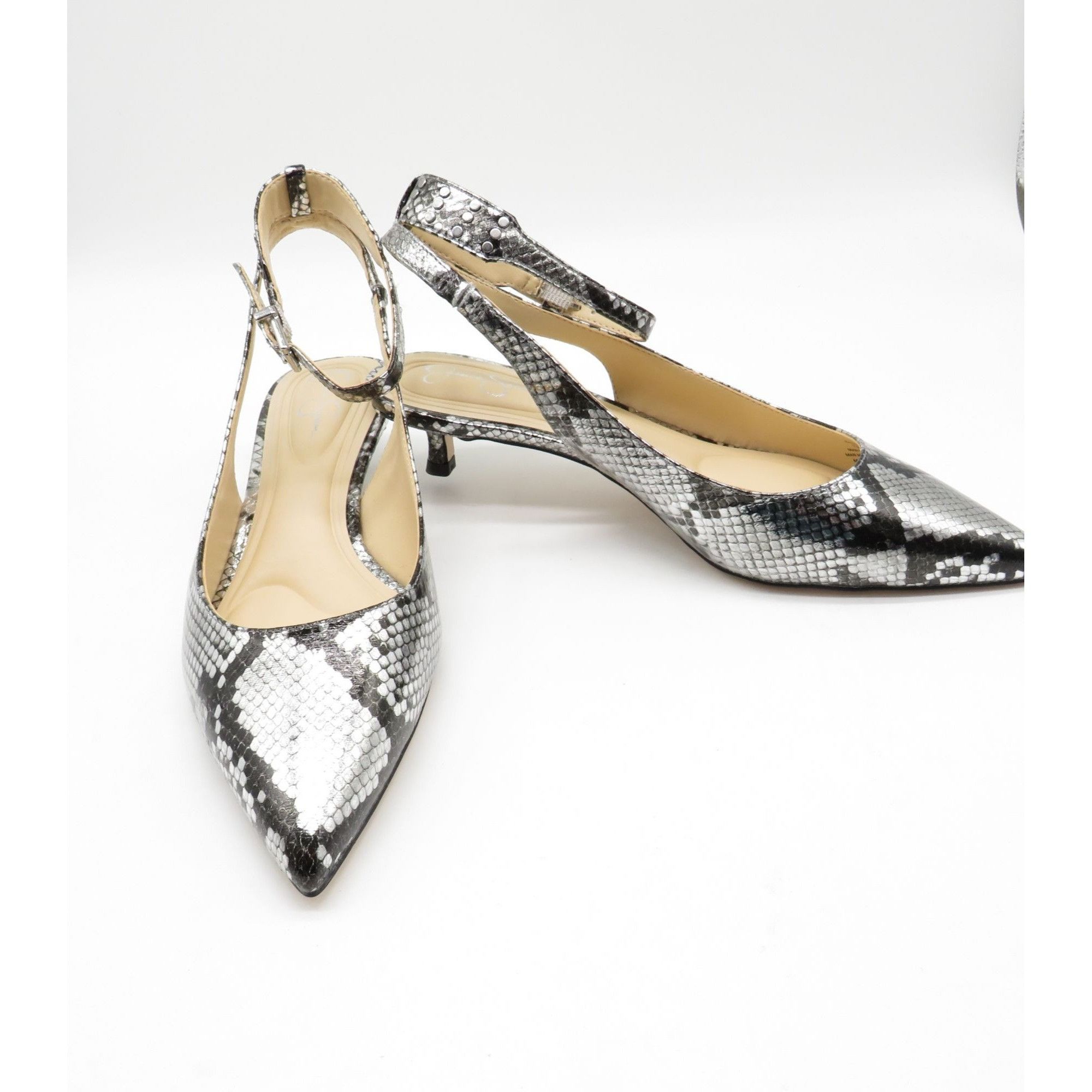 Jessica Simpson Jessica Simpson Metallic Snakeskin Ankle Strap Pointed Toe K Size US 7.5 / IT 37.5 - 4 Thumbnail