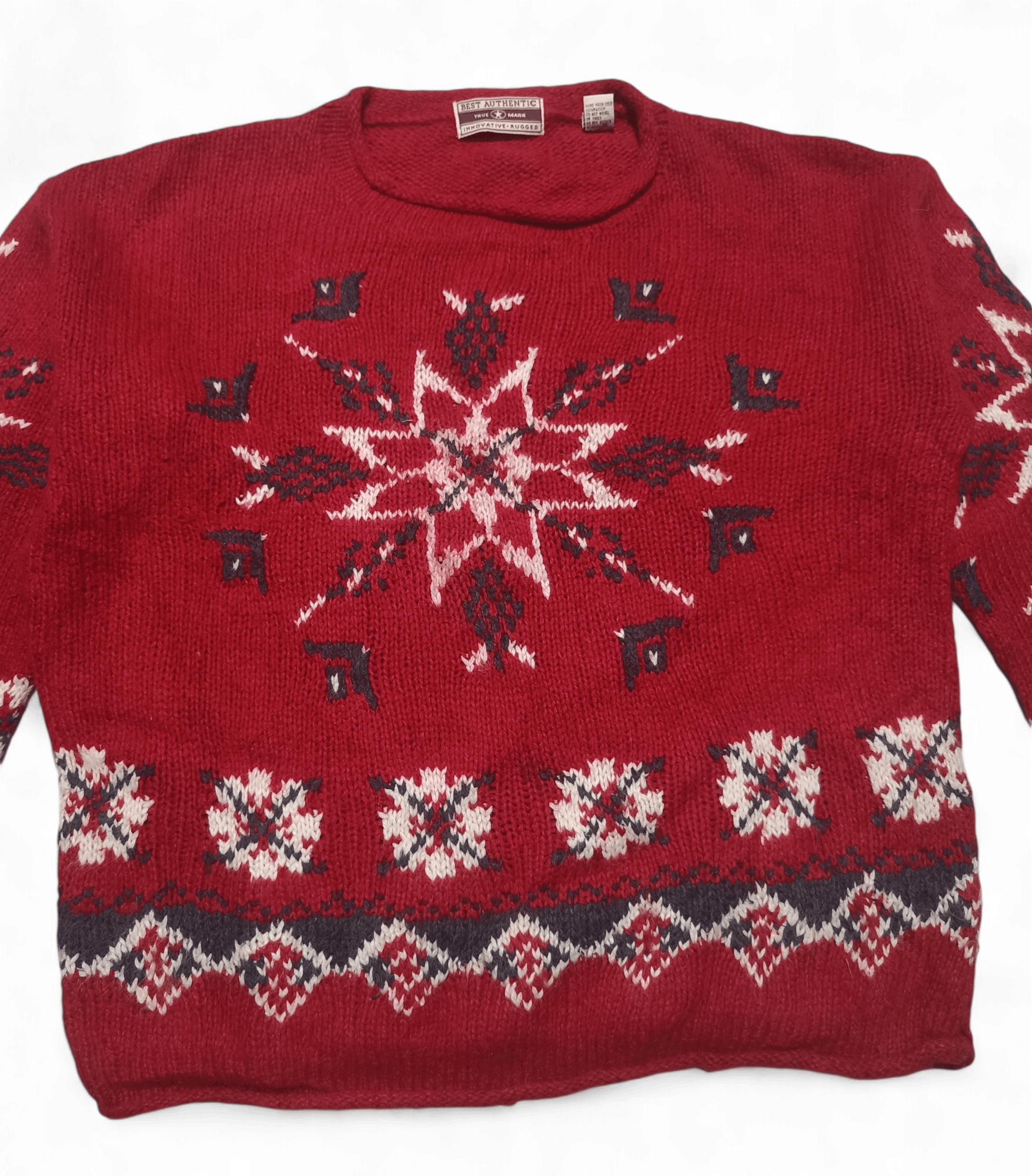 Other Vintage TRUE MARK Women's Star Floral Motifs Knit Sweater Size L / US 10 / IT 46 - 2 Thumbnail