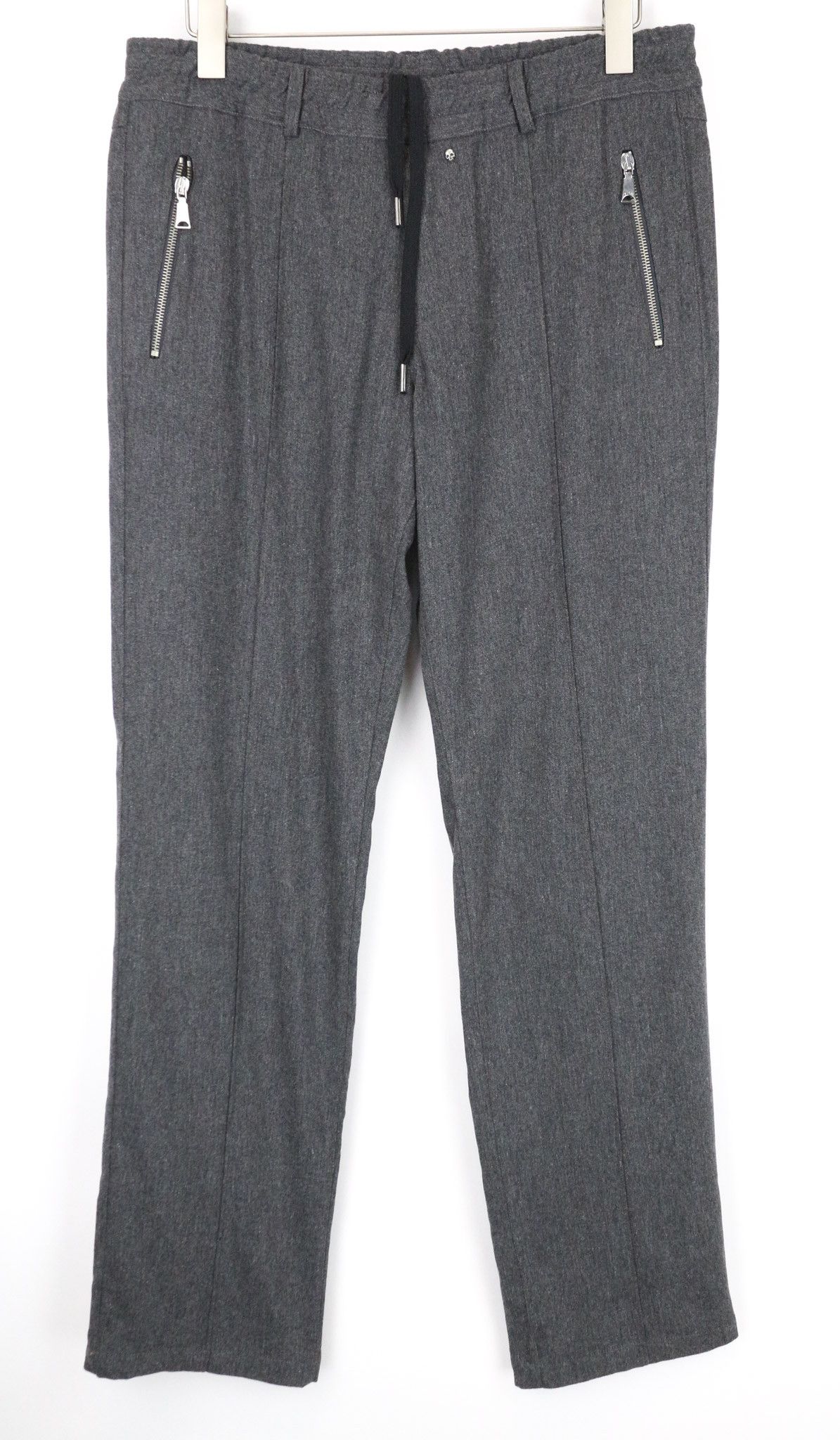 L Grey Melange Stretch Wool Blend Trousers 74195