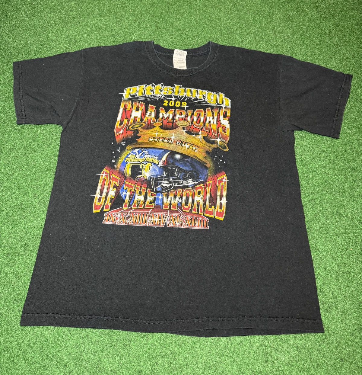 NFL Y2K Pittsburgh Steelers Globe Retro World Champions T Shirt Size US L / EU 52-54 / 3 - 1 Thumbnail
