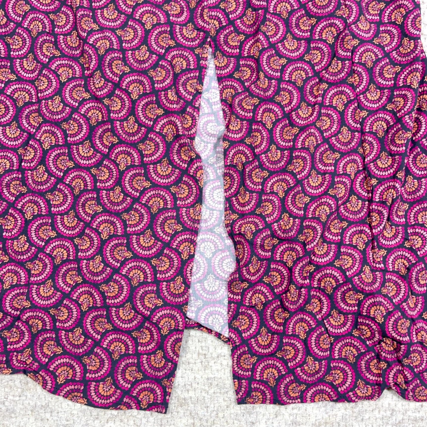 Marine Layer Marine Layer Ryan Skirt Women 12 Purple Fan Print Boho Geometric Midi Slip Size 34" / US 12 / IT 48 - 6 Thumbnail