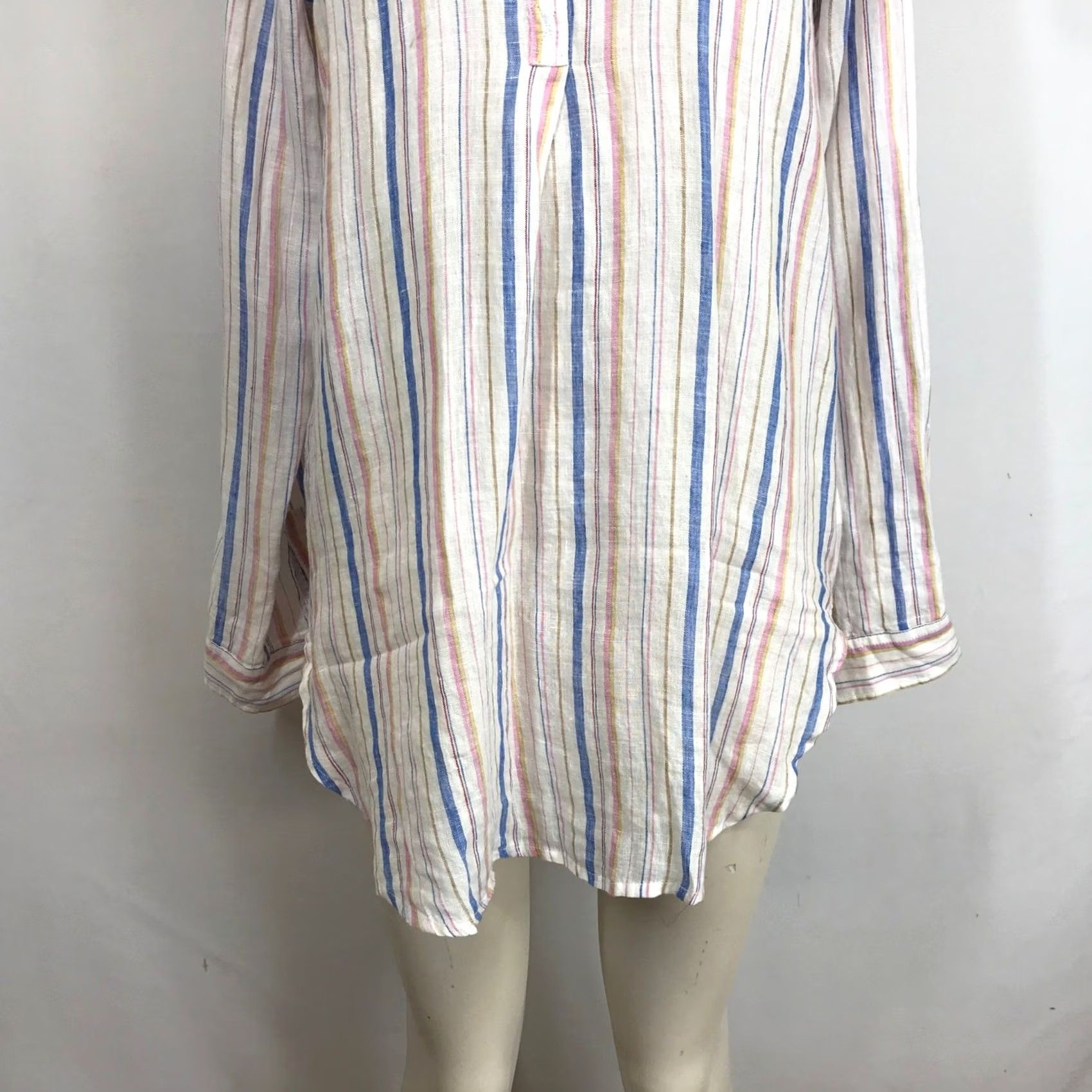 Gap GAP Womens Striped Linen Blend Tunic Shirt - Blue Pink Yellow Size S / US 4 / IT 40 - 3 Thumbnail