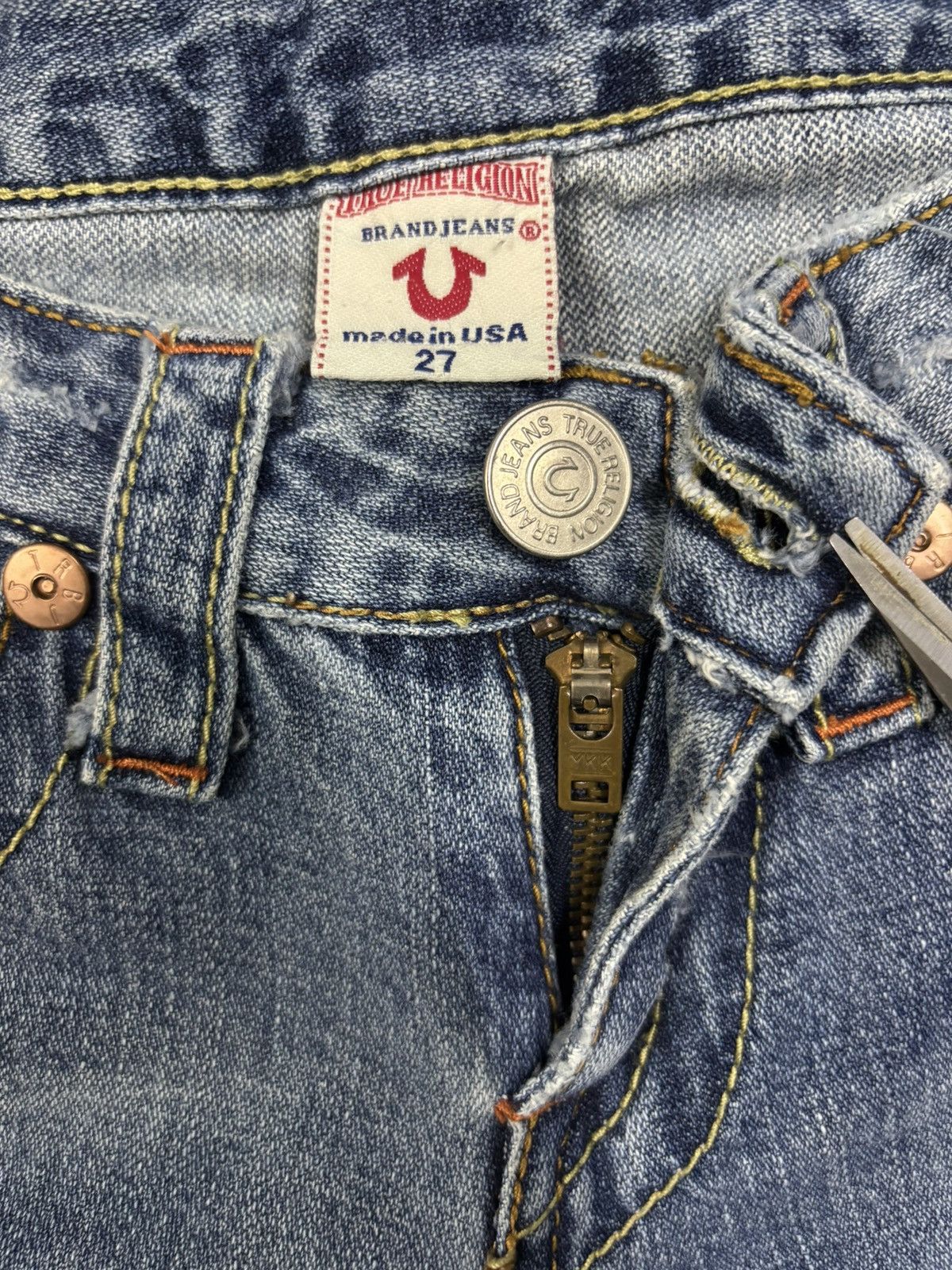 True Religion Vintage True Religion Joey Patchwork Distressed Flare Jeans Size US 28 / EU 44 - 17 Thumbnail