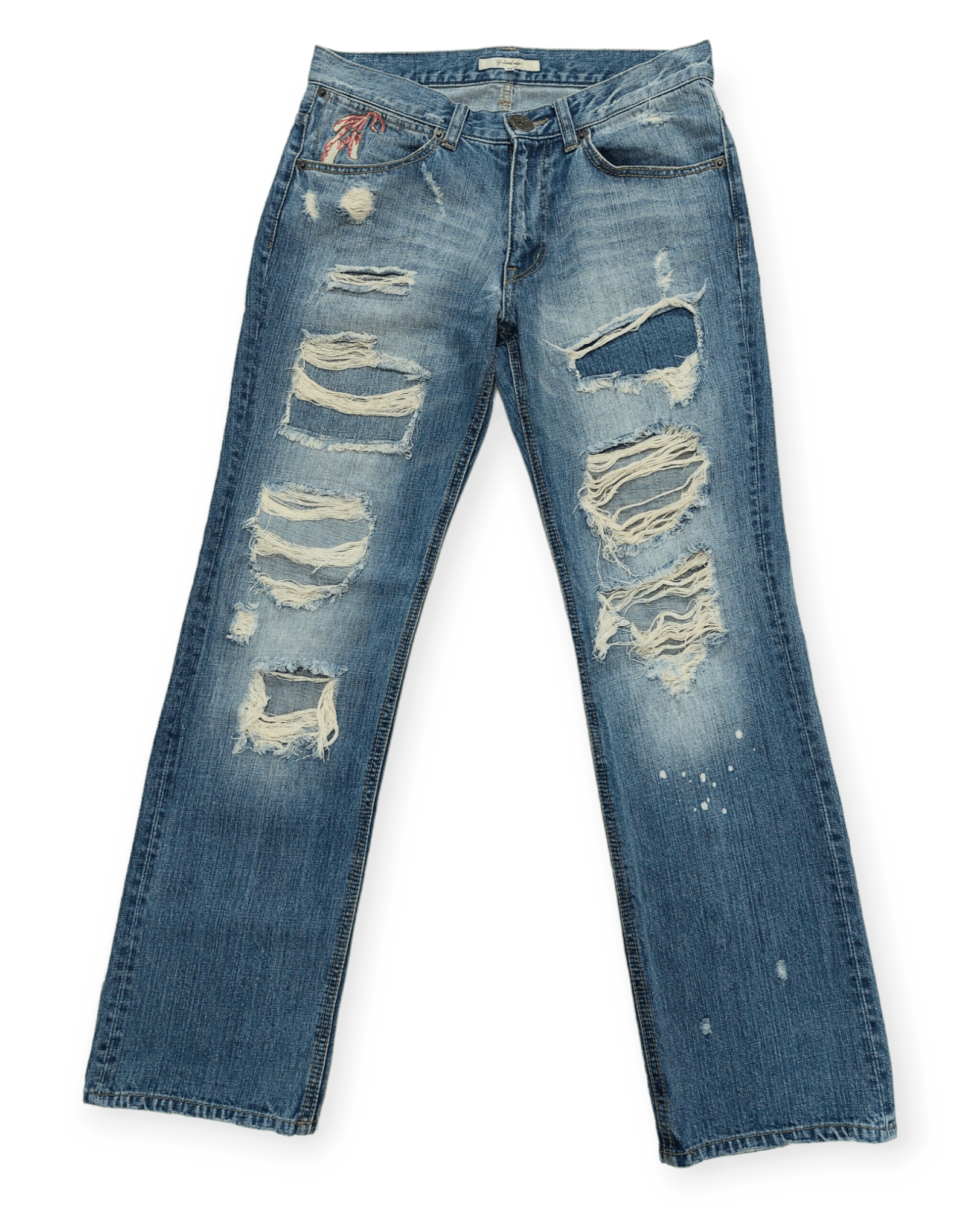 If Six Was Nine G-Land Edge Kurt Cobain Style Distressed Denim Jeans Size US 30 / EU 46 - 1 Thumbnail
