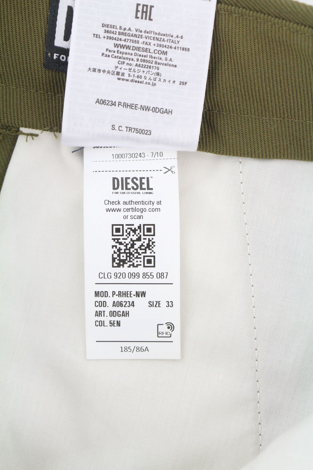 Diesel P-RHEE-NW W33 Green Wool Blend Pleated Zip Cargo 85380 Size US 33 - 11 Thumbnail
