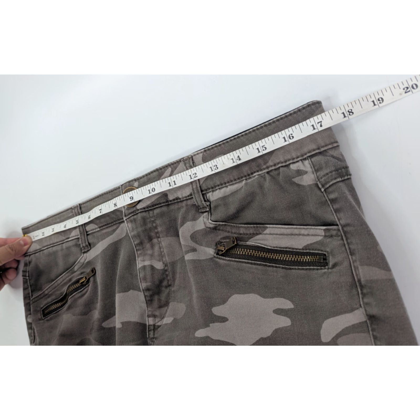 Vintage Democracy Jeans Womens 12 Gray Camo Skinny Pant Denim Cotton Blend Pockets B1590Q8XX Size 34" / US 12 / IT 48 - 7 Thumbnail