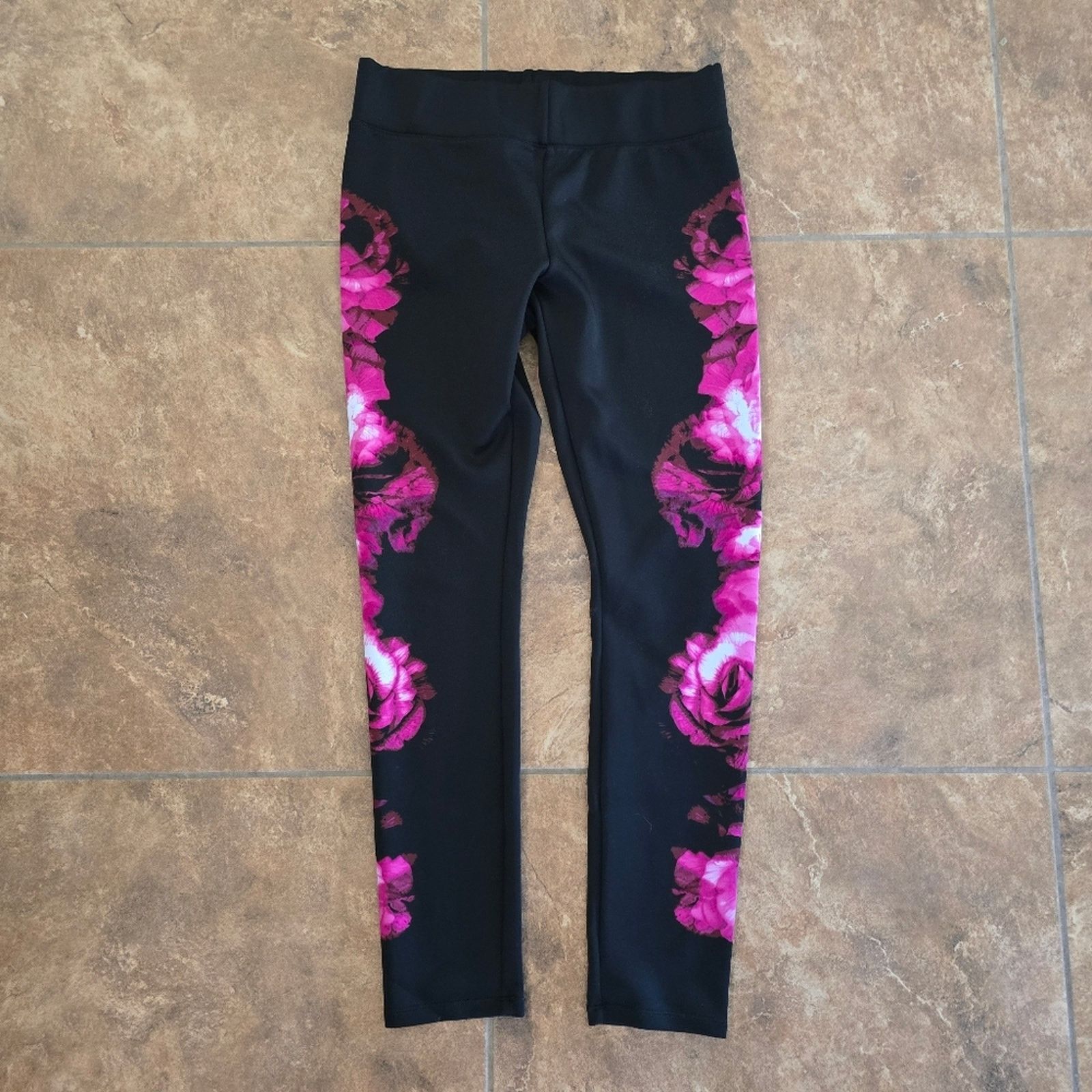 Other Black Pink Rose Detailed Legging Size 30" / US 8 / IT 44 - 1 Thumbnail