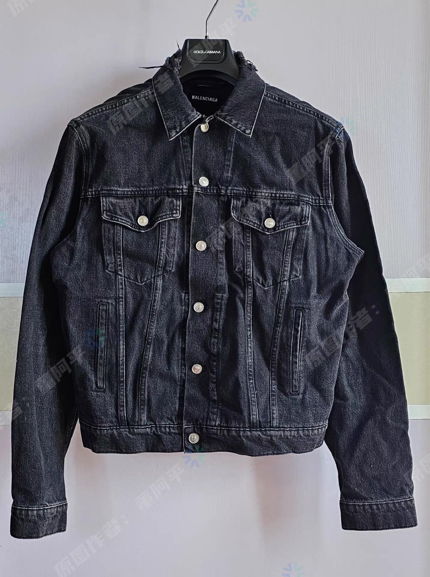 Balenciaga Black Denim Jacket with Button Front, Size M Size US M / EU 48-50 / 2 - 1 Thumbnail