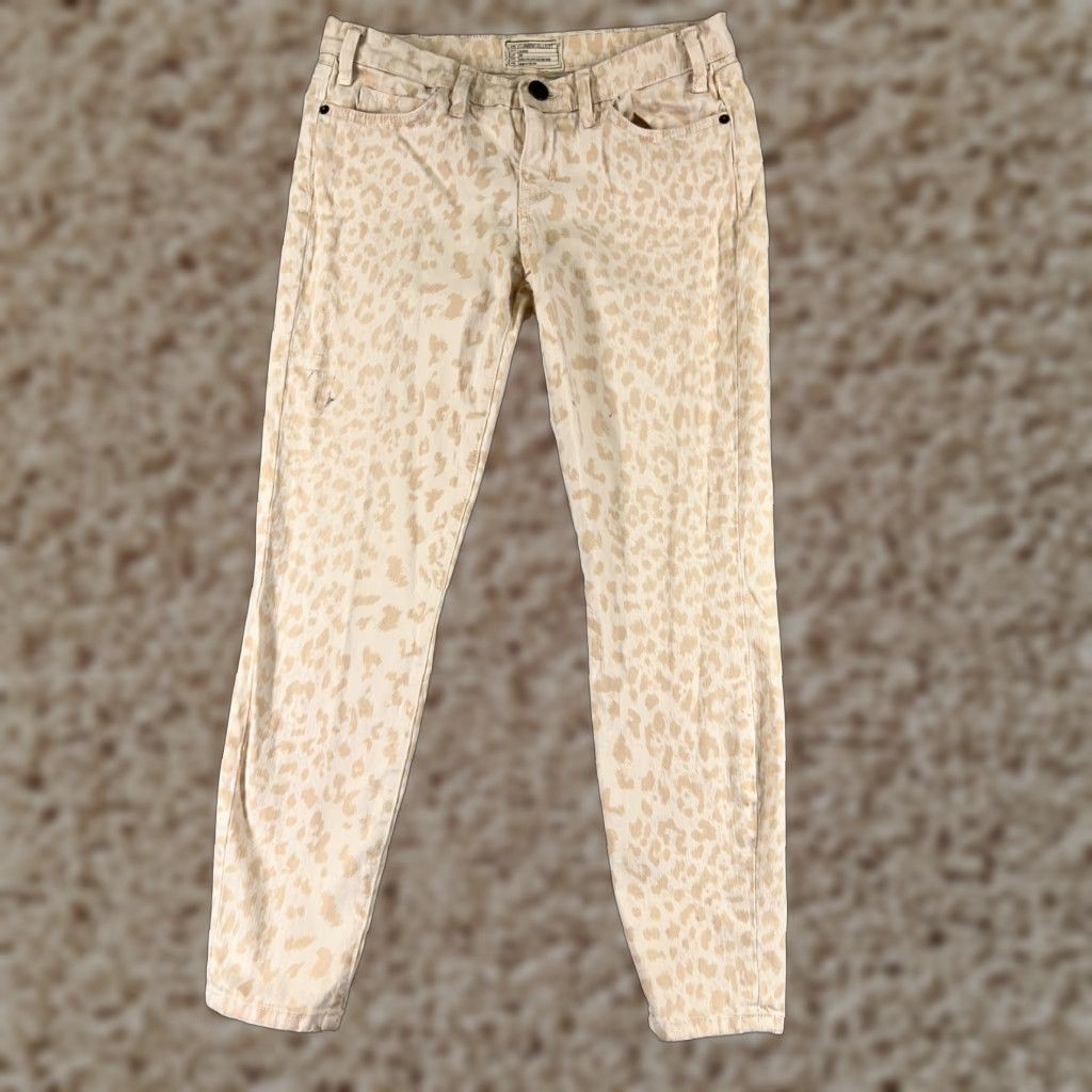 Vintage VINTAGE Current/Elliott Denim Jeans Women 27 Yellow Leopard Print Skinny 28x27 Adult Regular Womens Jeans 90s Cowboy Southwestern Designer Size 27" / US 4 / IT 40 - 1 Thumbnail