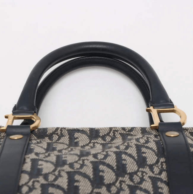Dior Trotter Canvas Leather Handbag Gray x Navy Size ONE SIZE - 6 Thumbnail