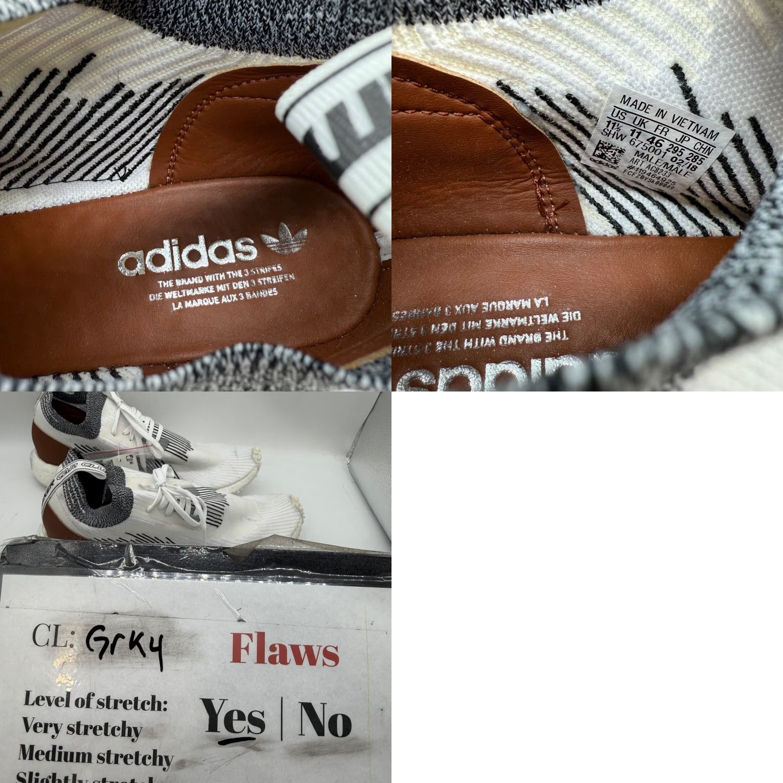 Adidas Adidas Mens White X NMD Racer Sneakers Lace Up Sz 11.5 Monaco White Sneakers Mens Shoes Size US 12 / EU 45 - 9 Thumbnail