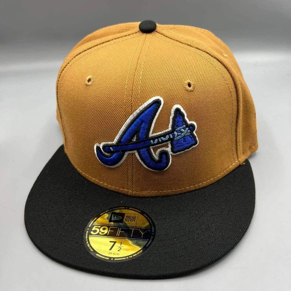 New Era Atlanta Braves Hat Men 7 1/2 59Fifty New Era MLB Fitted Cap Size ONE SIZE - 3 Thumbnail