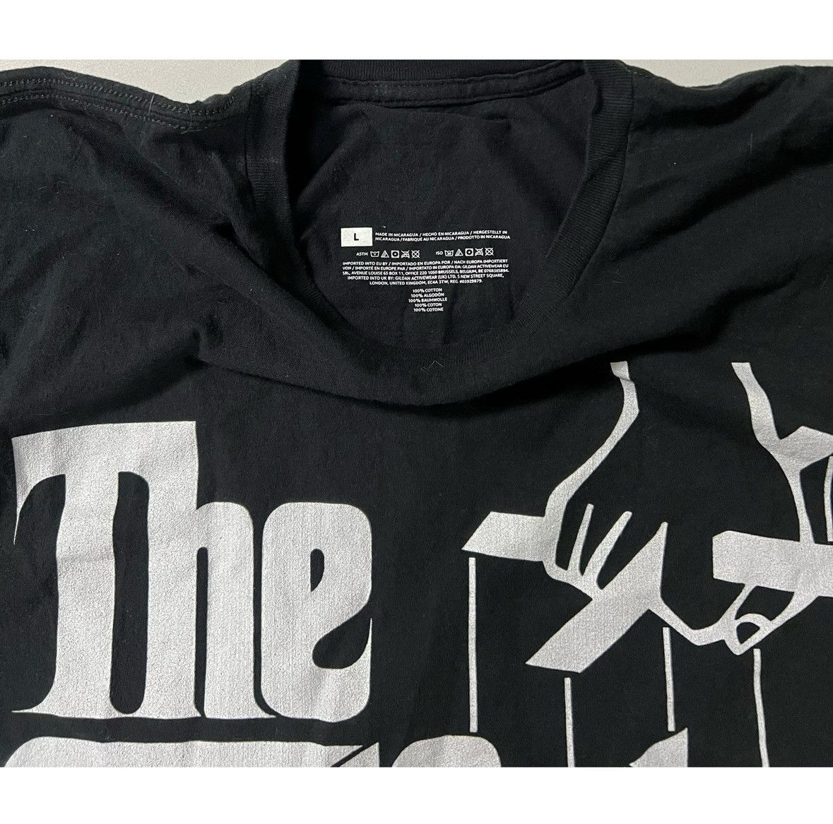 Vintage Black ‘The Godfather’ Italian Mobster T-Shirt Tee Size L 🖤 Size US L / EU 52-54 / 3 - 3 Thumbnail