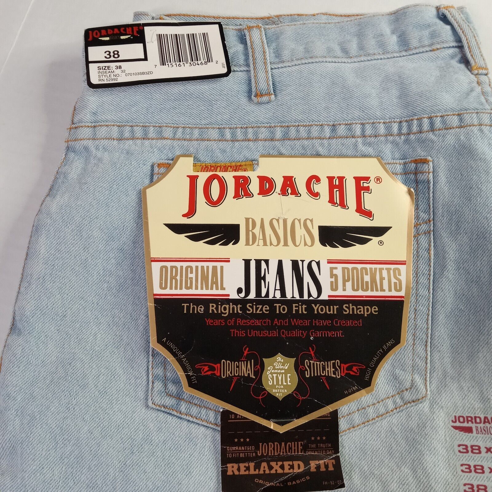 Jordache Jordache Basics Jeans Mens 38x32 Relaxed Fit Light Wash Blue Size US 38 / EU 54 - 2 Thumbnail