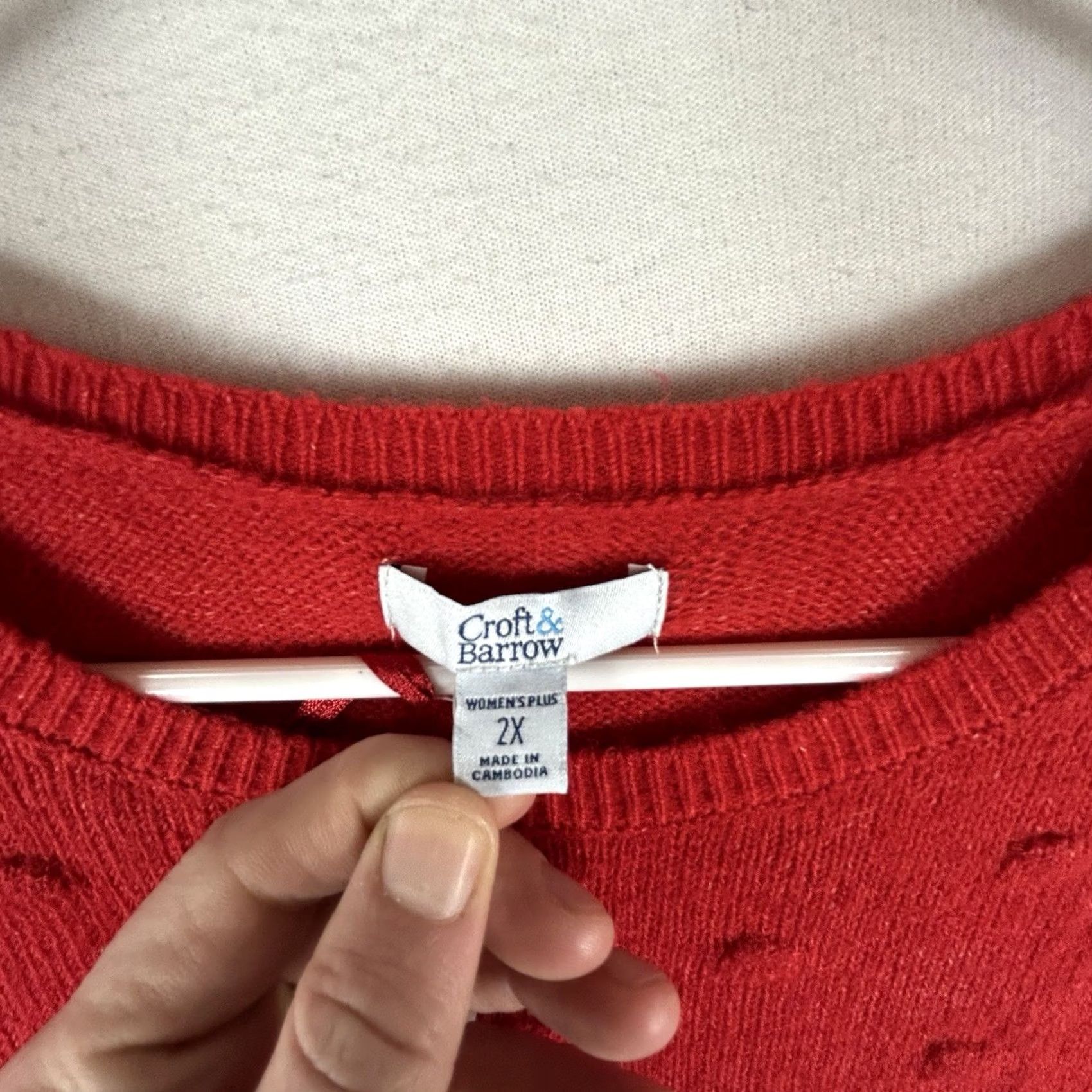 Croft & Barrow Croft & Barrow Sweater Womens Plus 2X Crew Neck Red Long Sleeve Casual NWT Extra-Soft Knit Pullover Vest? Size XXL / US 16-18 / IT 52-54 - 4 Thumbnail