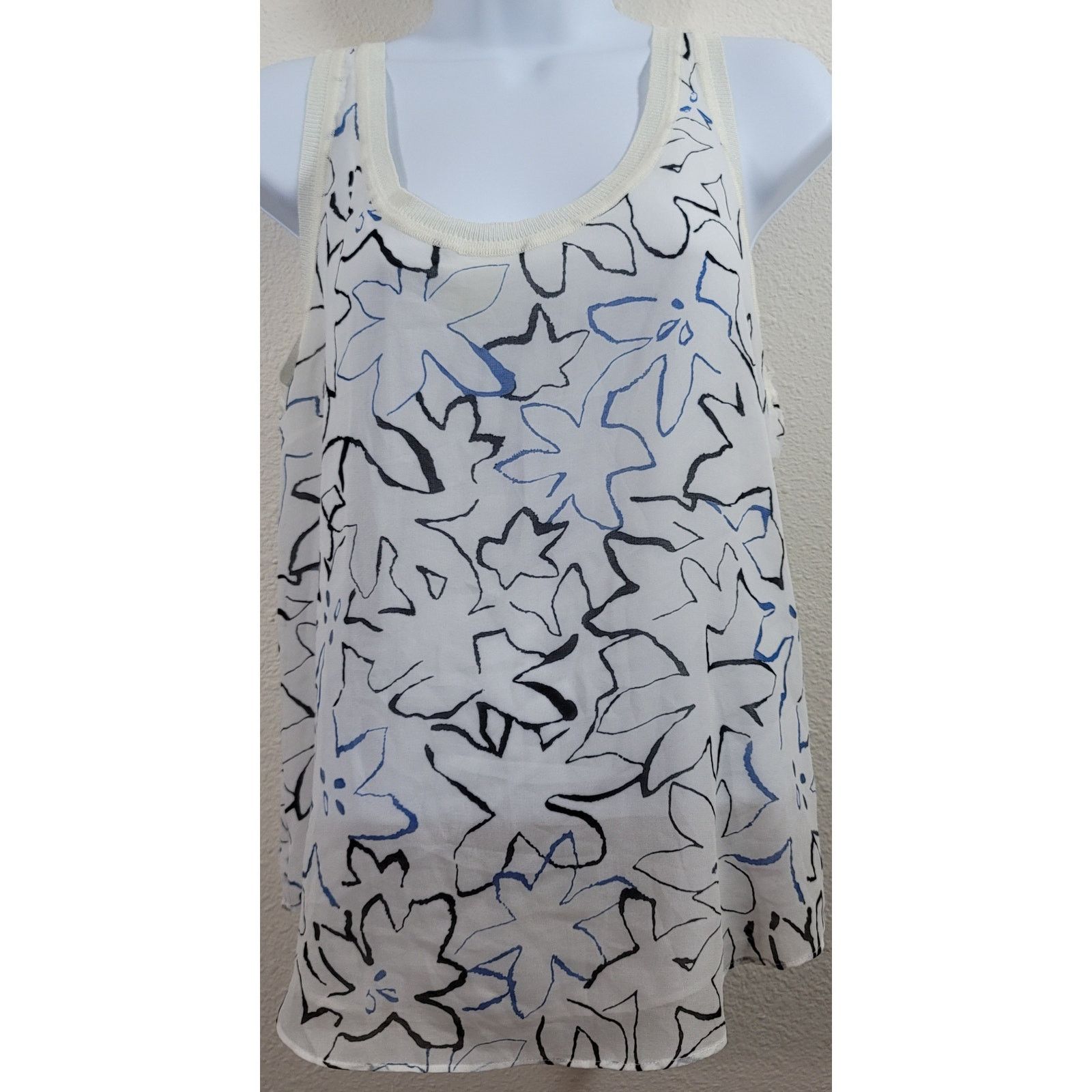 Other Catherine Catherine Malandrino Cream Floral Tank Top Large Size L / US 10 / IT 46 - 2 Thumbnail