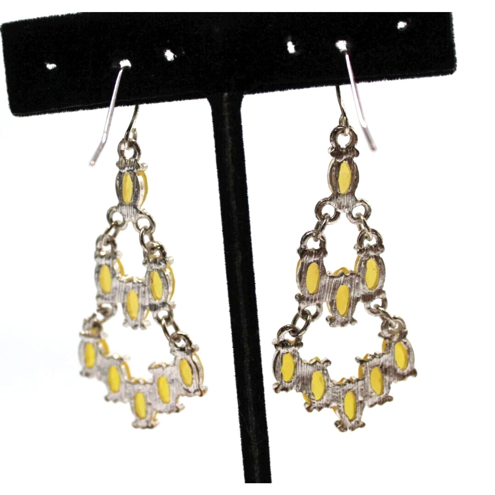 Other Yellow Plastic Marquis Cut Dangle Earrings • 2" Drop • Hook Size ONE SIZE - 2 Thumbnail