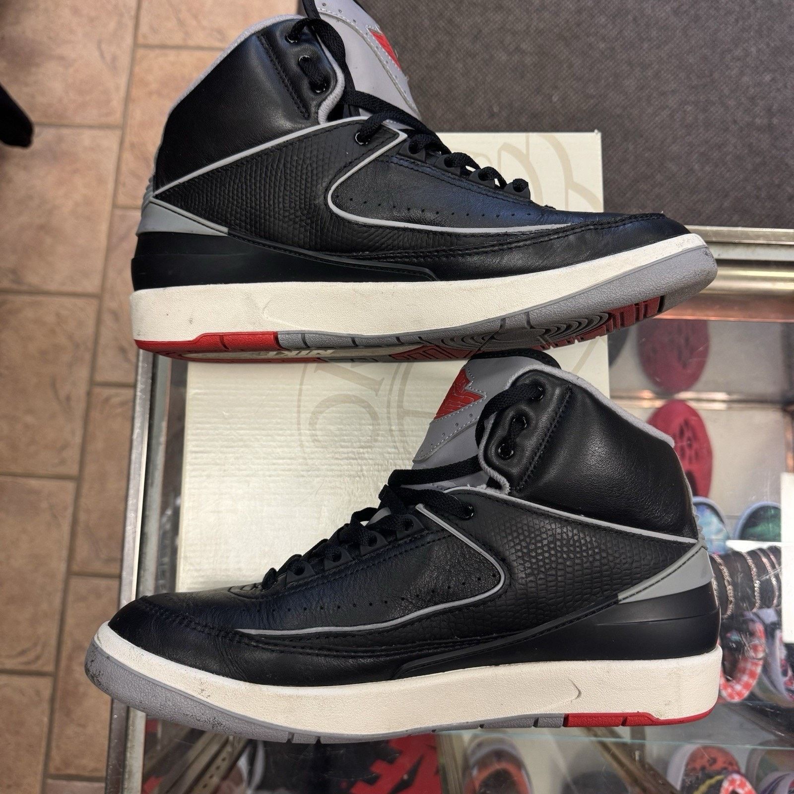 Jordan Brand Size 11-Air Jordan 2 Retro Sneakers Black Cement Gray Red Size US 11 / EU 44 - 3 Thumbnail