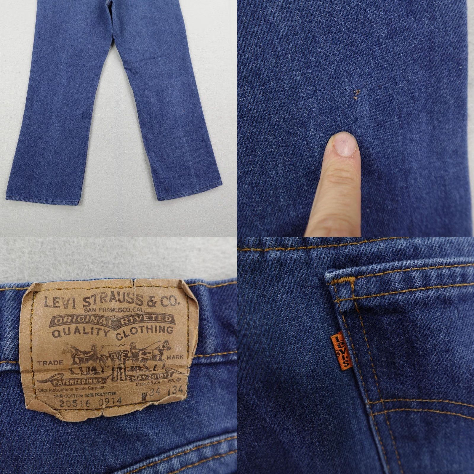 Levi's VINTAGE Levi's Jeans Mens 34x28 Bootcut Blue Denim Orange Tab 20516 0914 Faded 70s 80s Shirt/N/A? Size US 34 / EU 50 - 8 Thumbnail