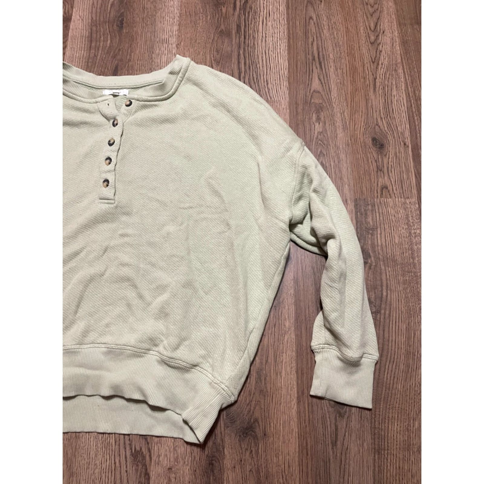 Vintage Maurices Sweater Women's Medium Green 1/4 Buttons Pullover Long Sleeve Casual Fall Spring Summer - Regular Fit - Womens Size M / US 6-8 / IT 42-44 - 4 Thumbnail