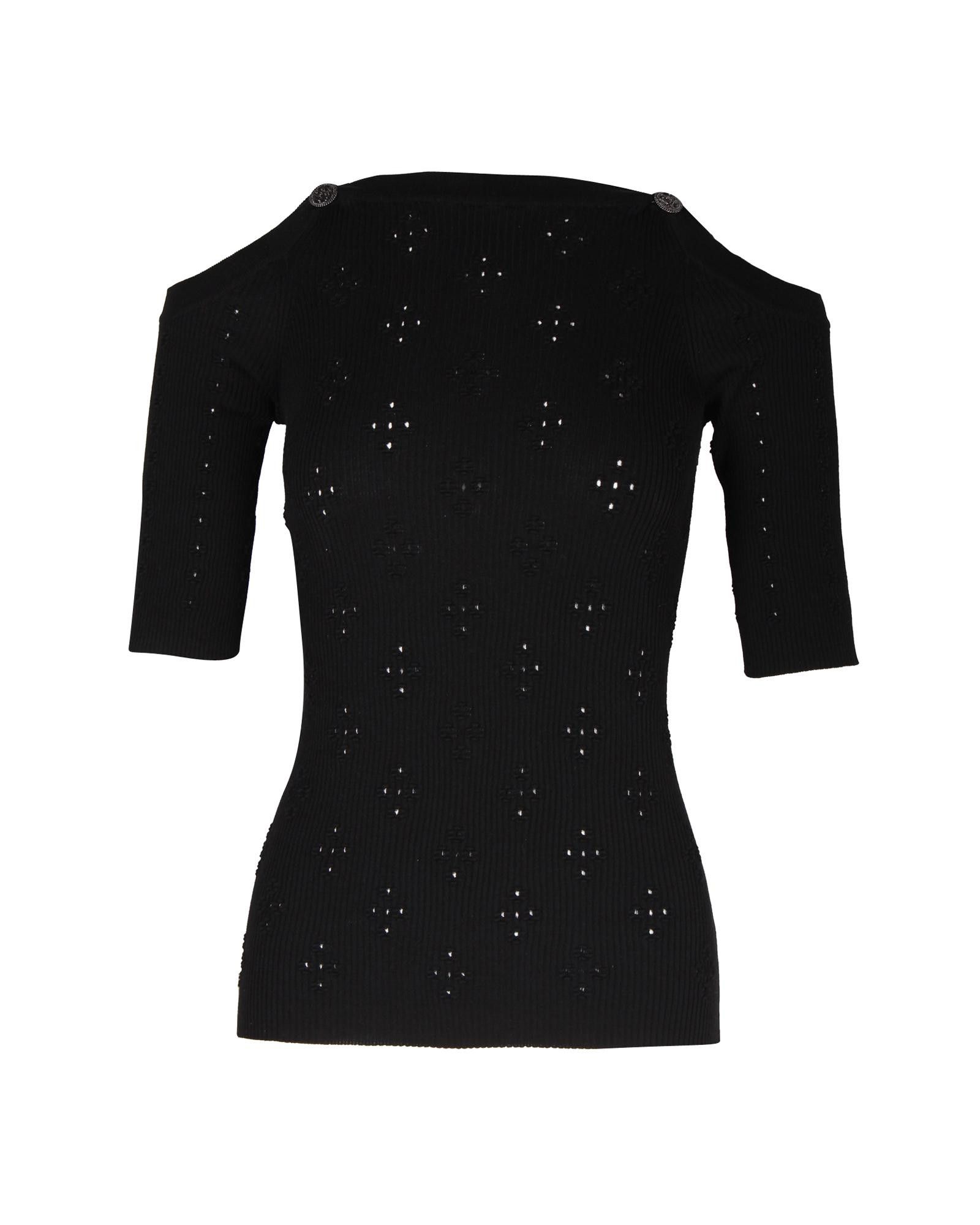 image of Chanel Black Knitted Cold Shoulder Top In Wool, Women's (Size XS)