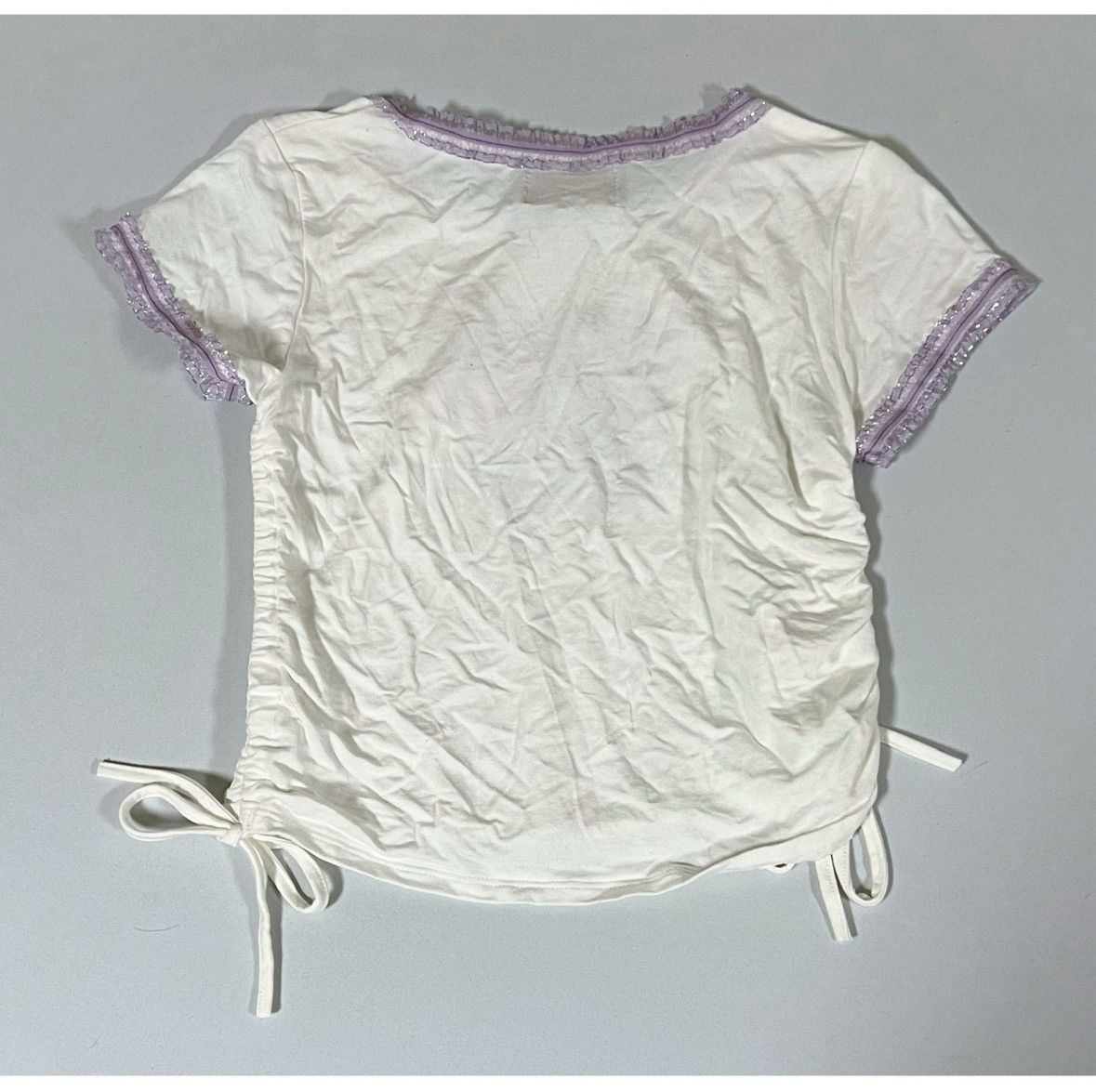 Japanese Brand O-Mighty Butterfly Logo Graphic Ruched T-Shirt Top Size S 🦋✨ Size S / US 4 / IT 40 - 4 Thumbnail