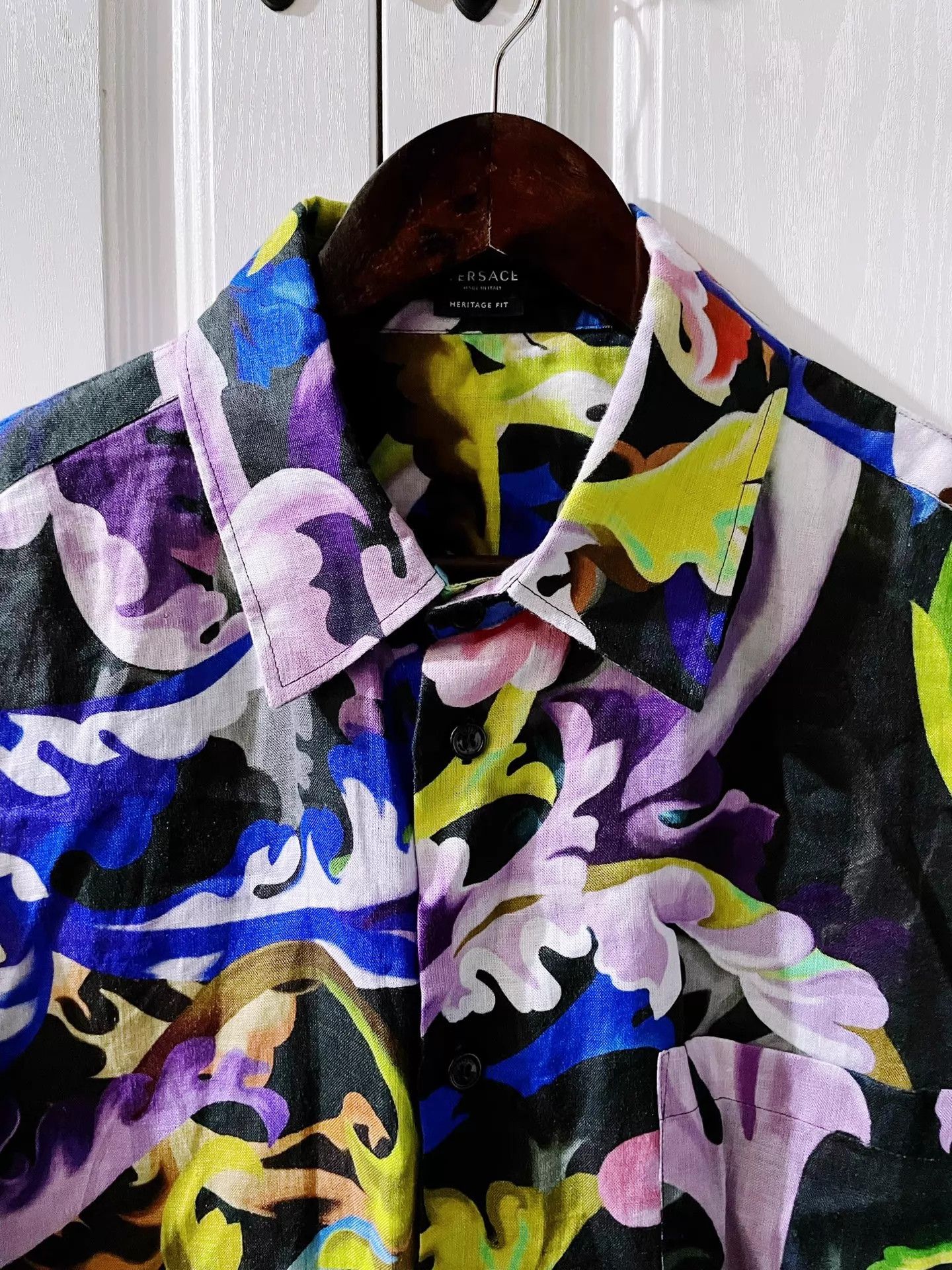 Versace Versace Runway Baroque Print Linen Long Sleeve Shirt XL Size US L / EU 52-54 / 3 - 3 Thumbnail